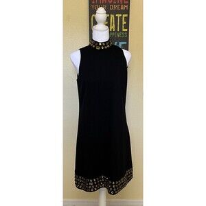 INC International Concepts Black Lined Jeweled Cocktail Party Dress Size 6